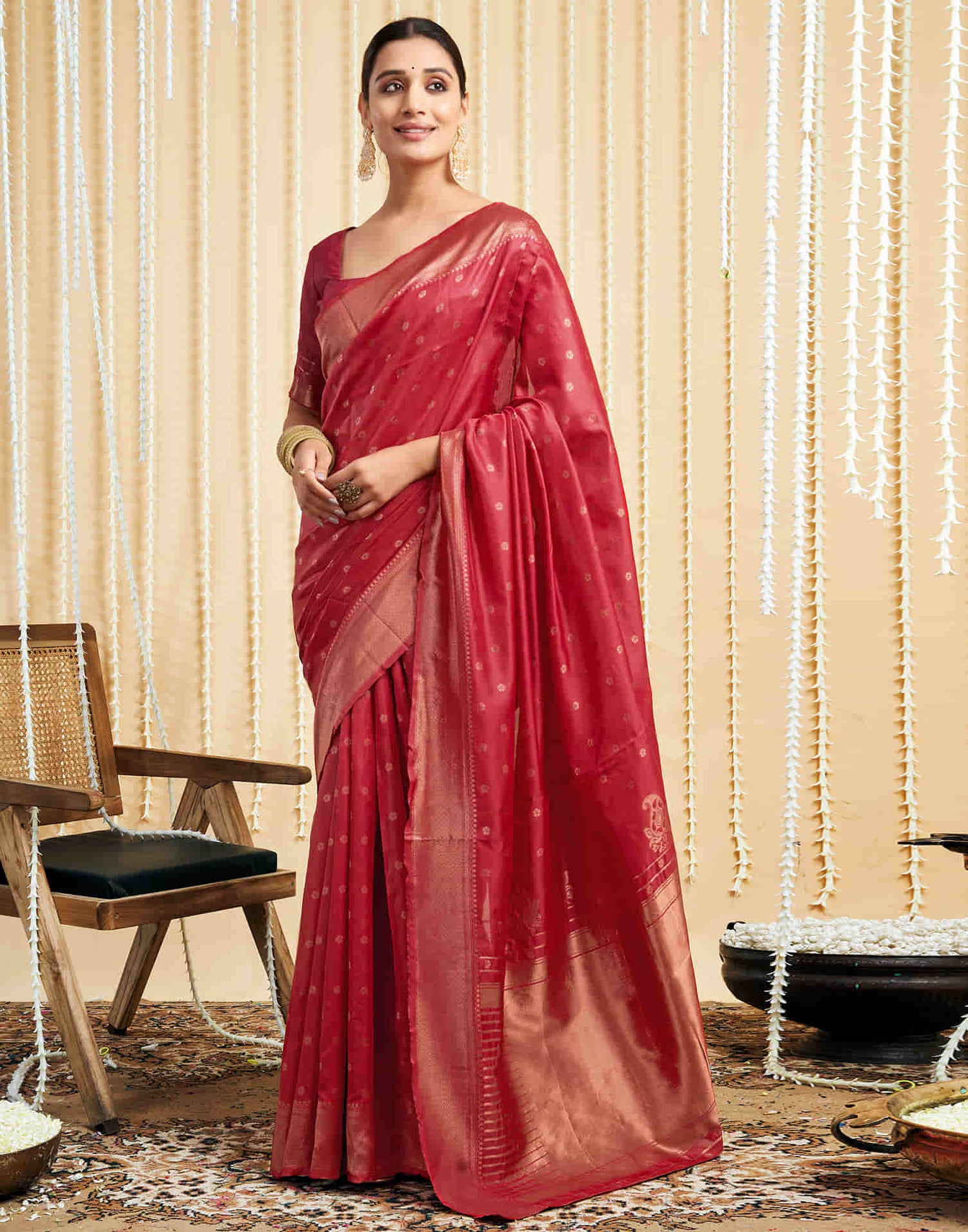 Red Silk Woven Banarasi Saree