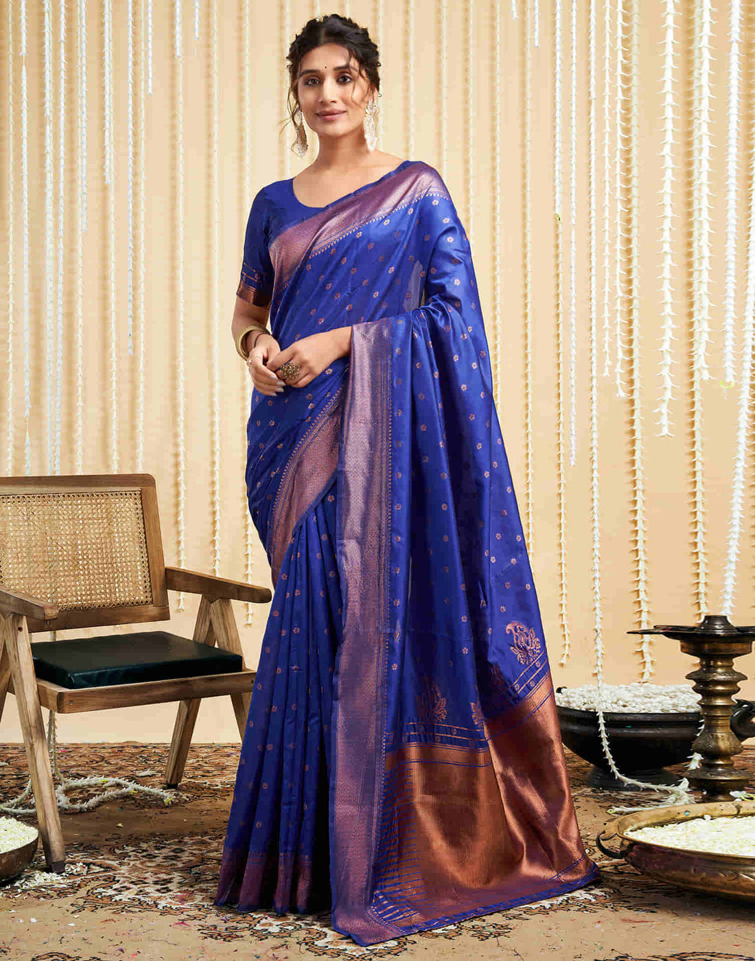 Blue Silk Woven Banarasi Saree