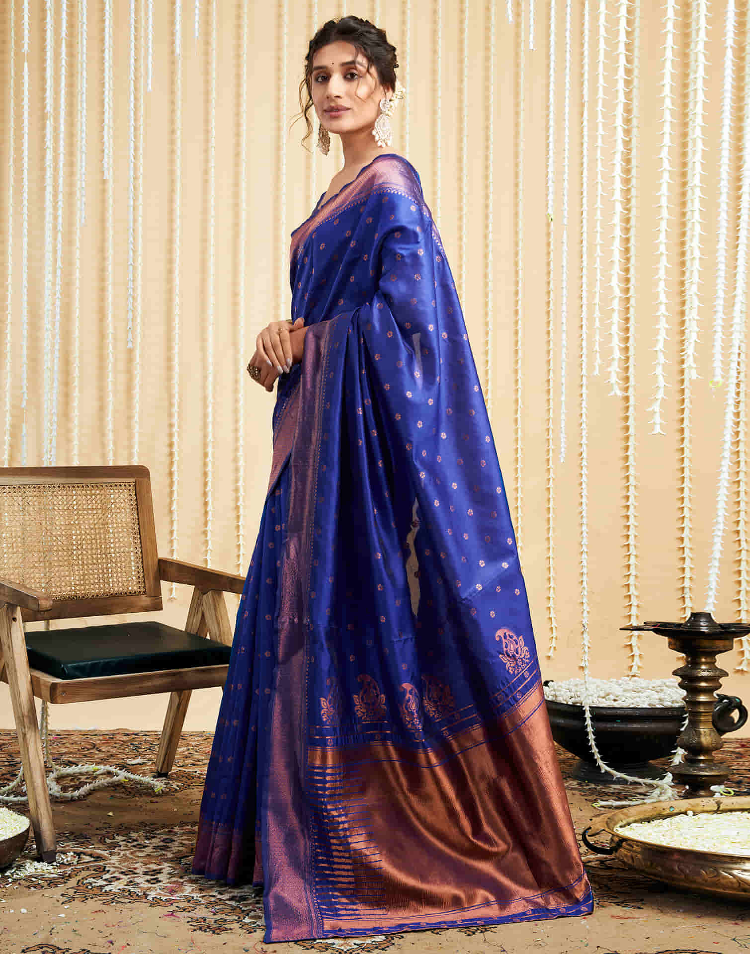 Blue Silk Woven Banarasi Saree