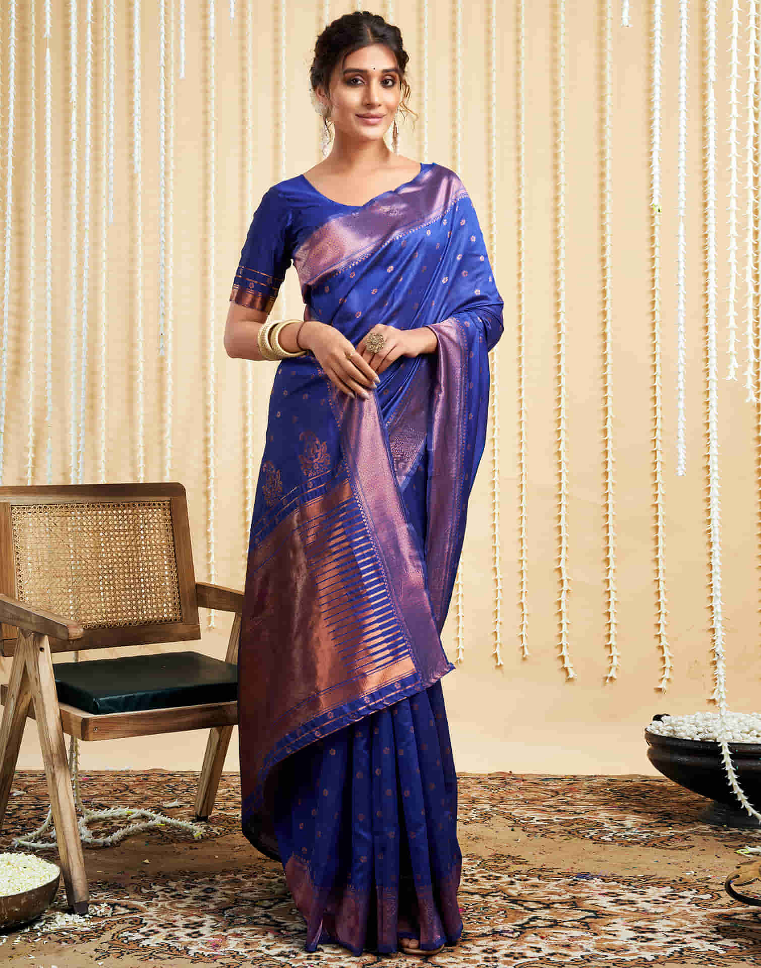 Blue Silk Woven Banarasi Saree