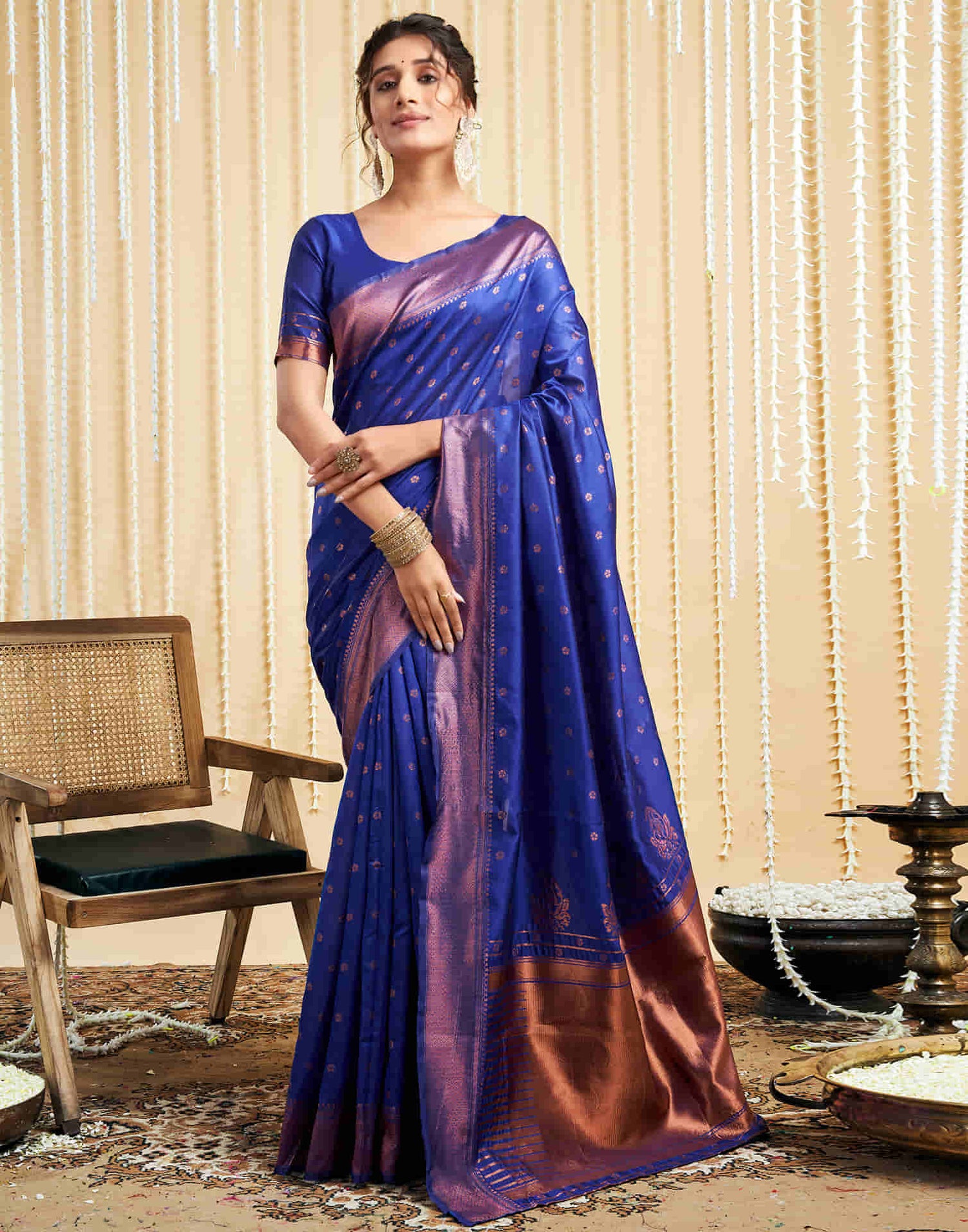 Blue Silk Woven Banarasi Saree