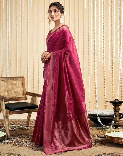 Deep Pink Silk Woven Banarasi Saree