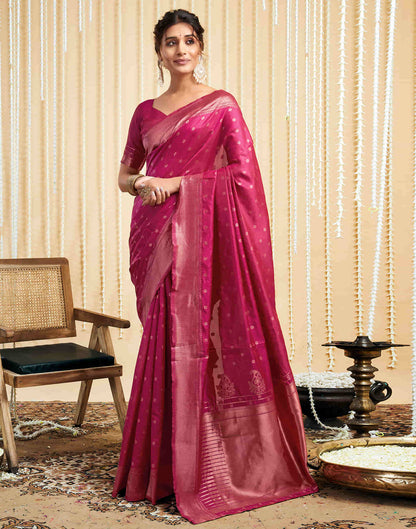 Deep Pink Silk Woven Banarasi Saree