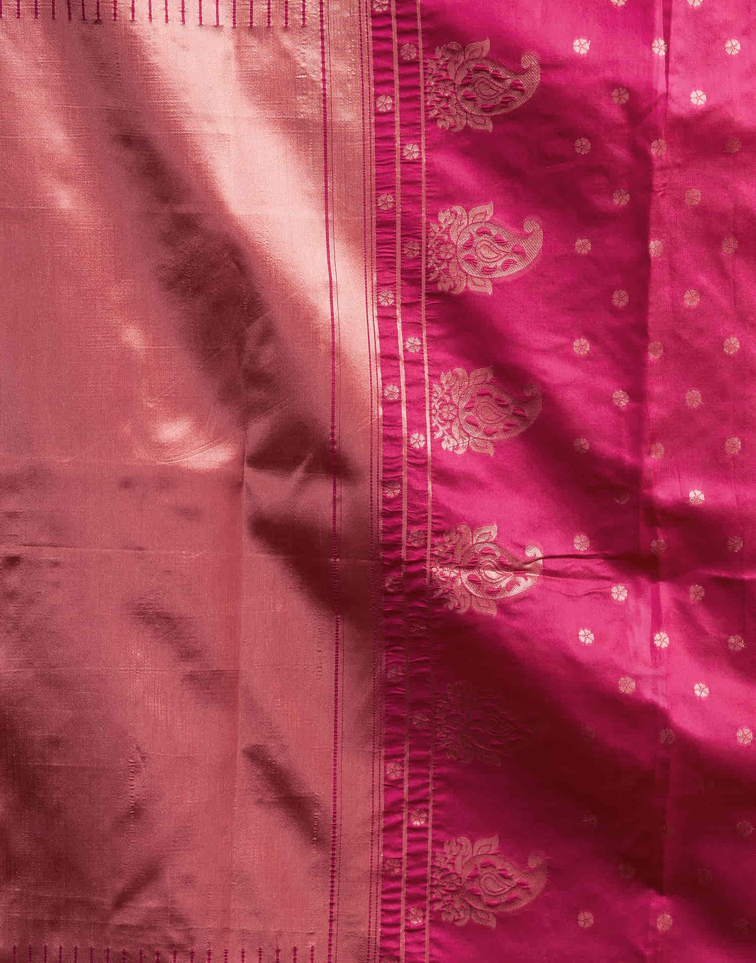 Deep Pink Silk Woven Banarasi Saree