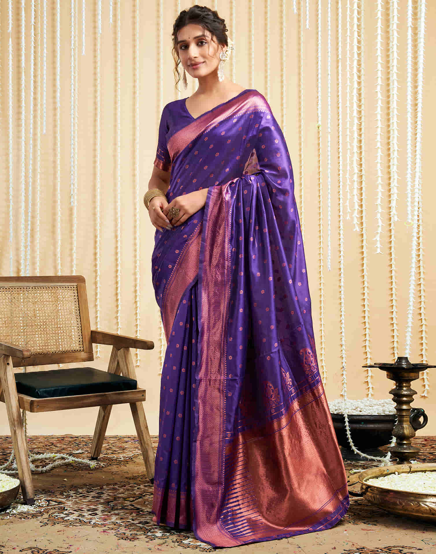 Purple Silk Woven Banarasi Saree