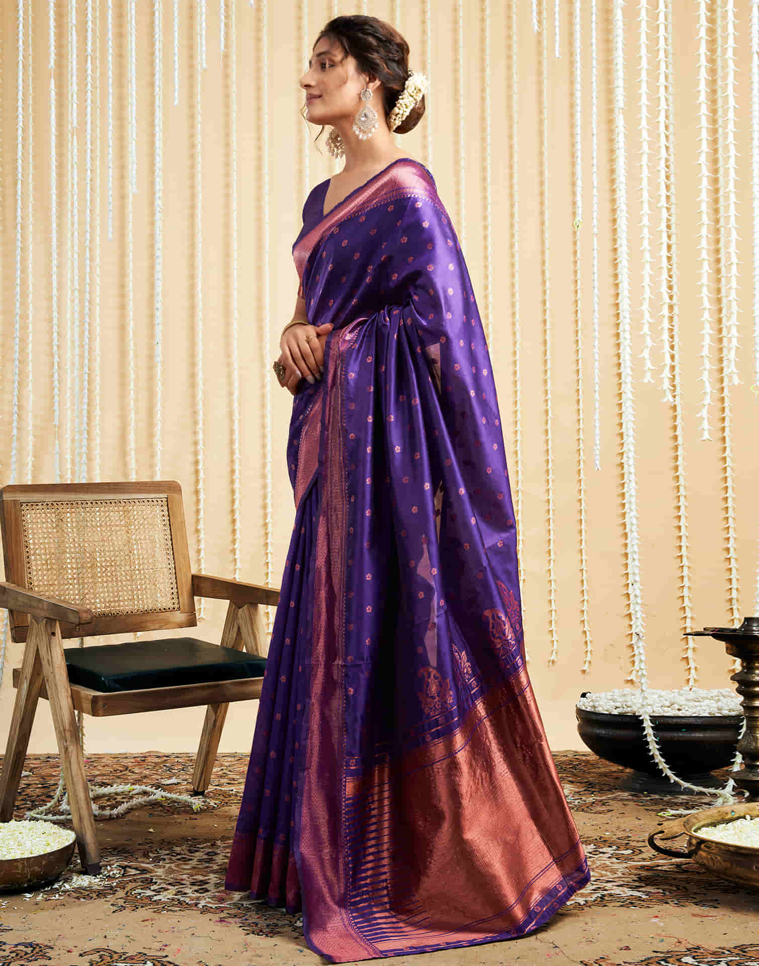 Purple Silk Woven Banarasi Saree