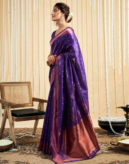 Purple Silk Woven Banarasi Saree