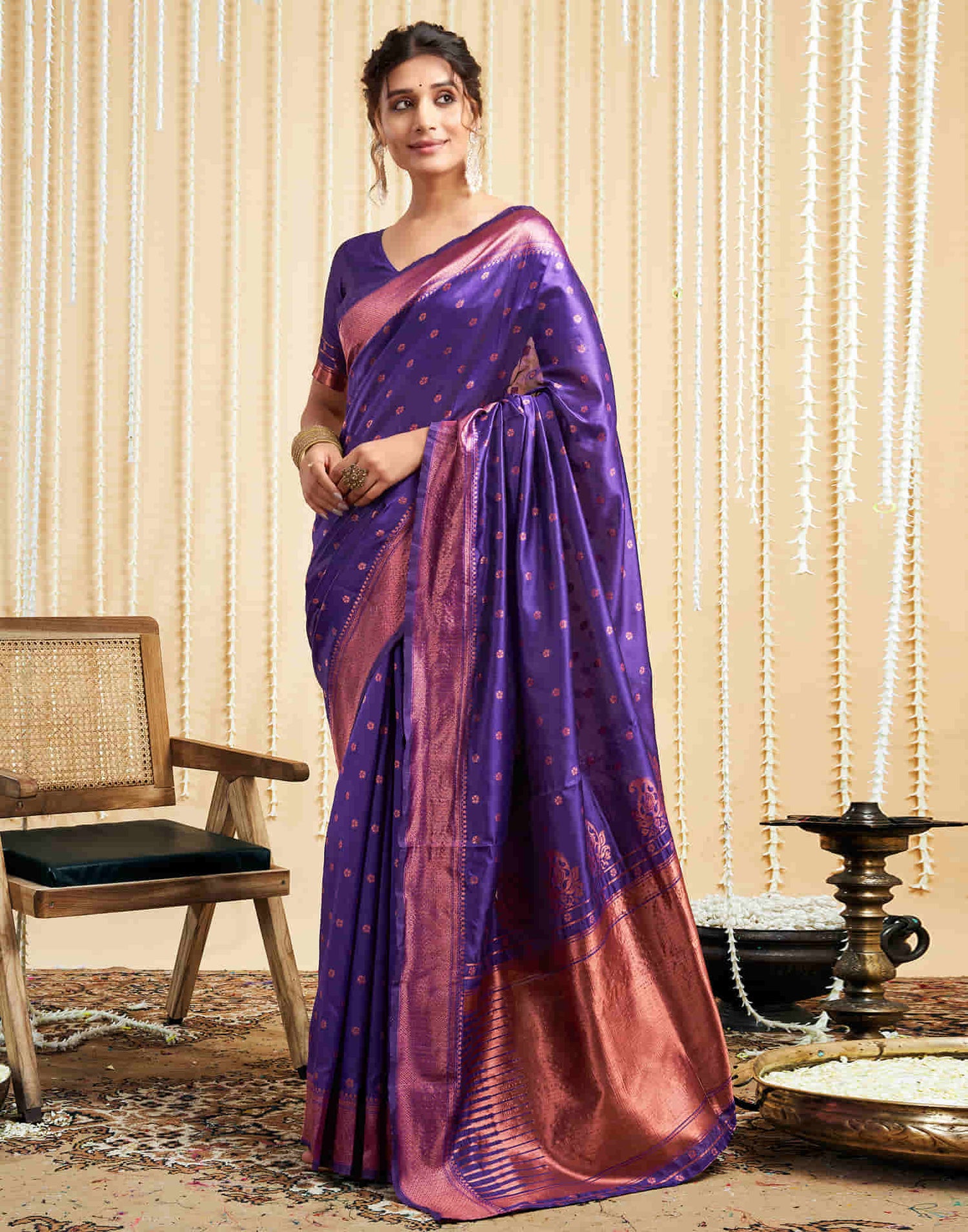 Purple Silk Woven Banarasi Saree