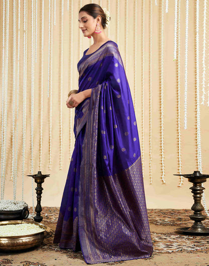 Violet Silk Woven Banarasi Saree