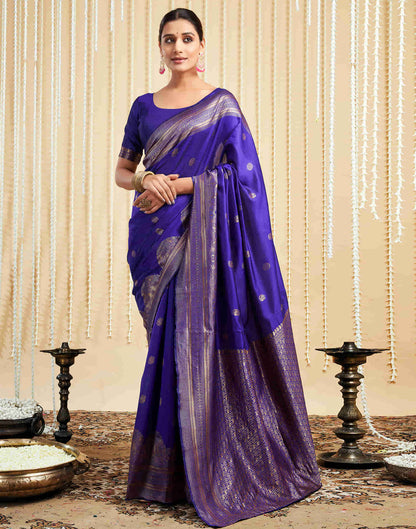 Violet Silk Woven Banarasi Saree