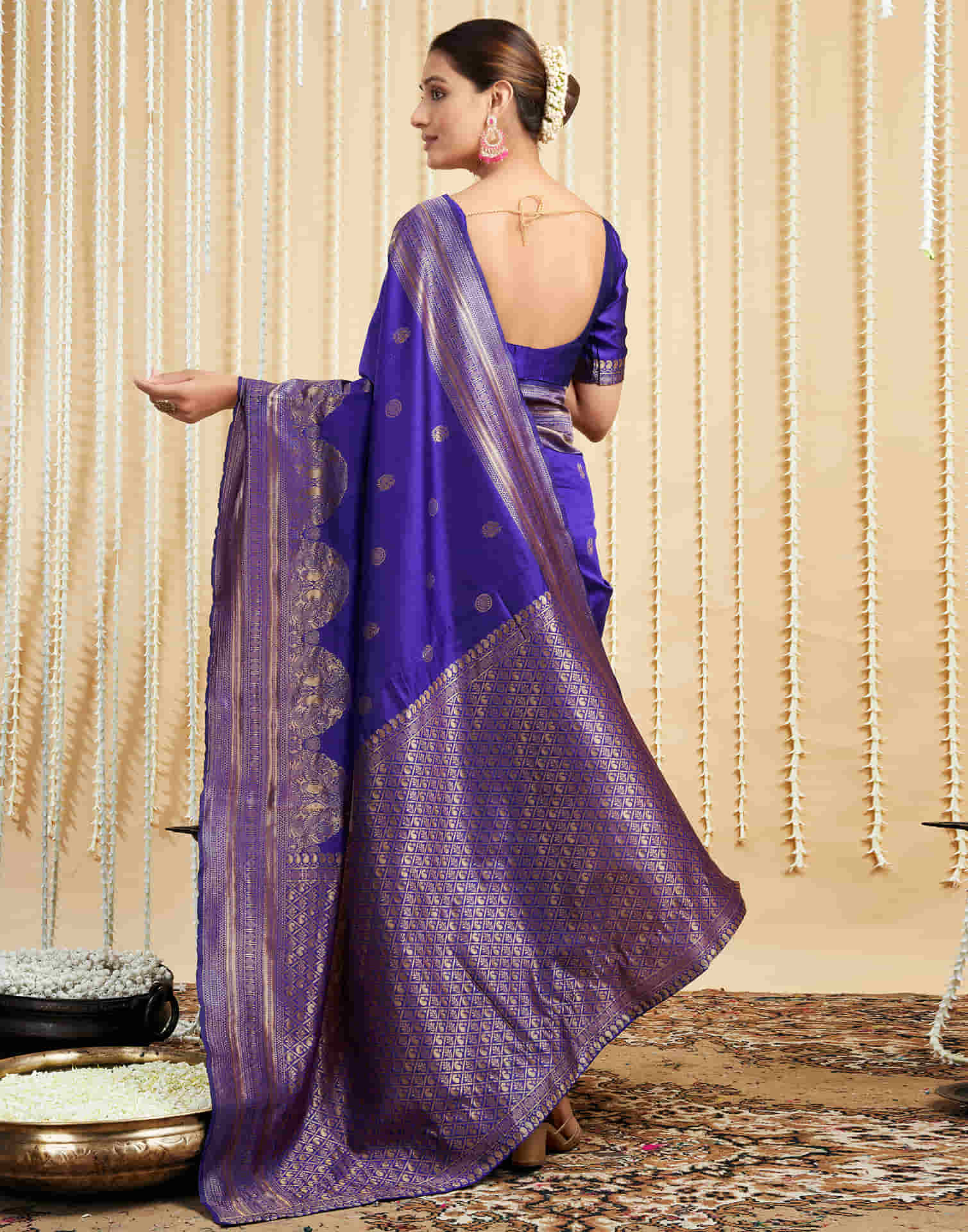 Violet Silk Woven Banarasi Saree