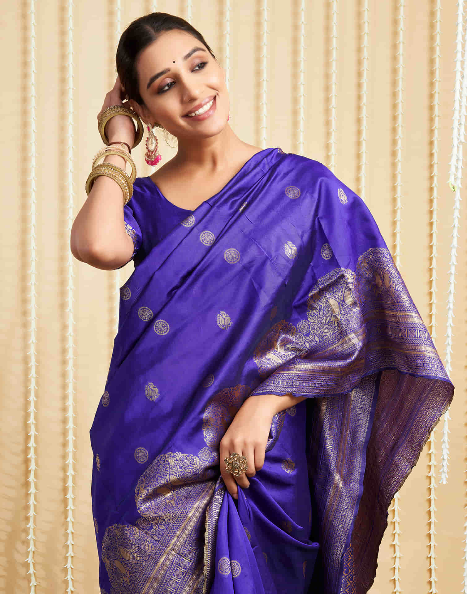 Violet Silk Woven Banarasi Saree