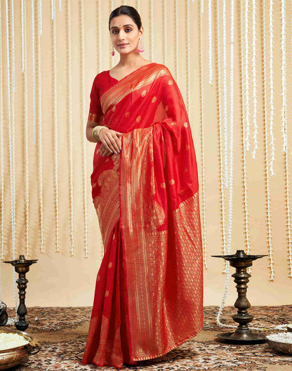 Red Silk Woven Banarasi Saree