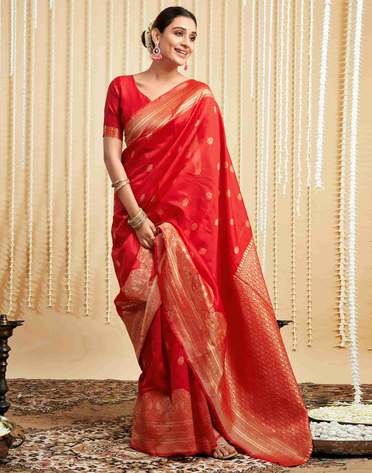 Red Silk Woven Banarasi Saree