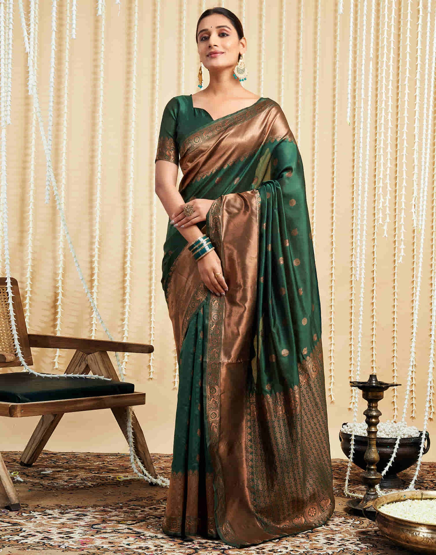 Green Silk Woven Banarasi Saree