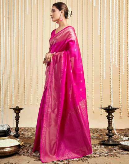 Pink Silk Woven Banarasi Saree