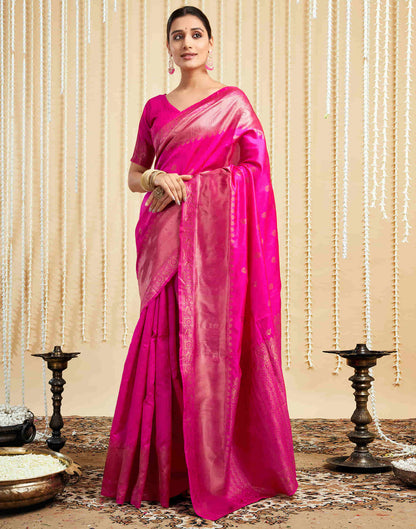 Pink Silk Woven Banarasi Saree