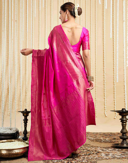 Pink Silk Woven Banarasi Saree