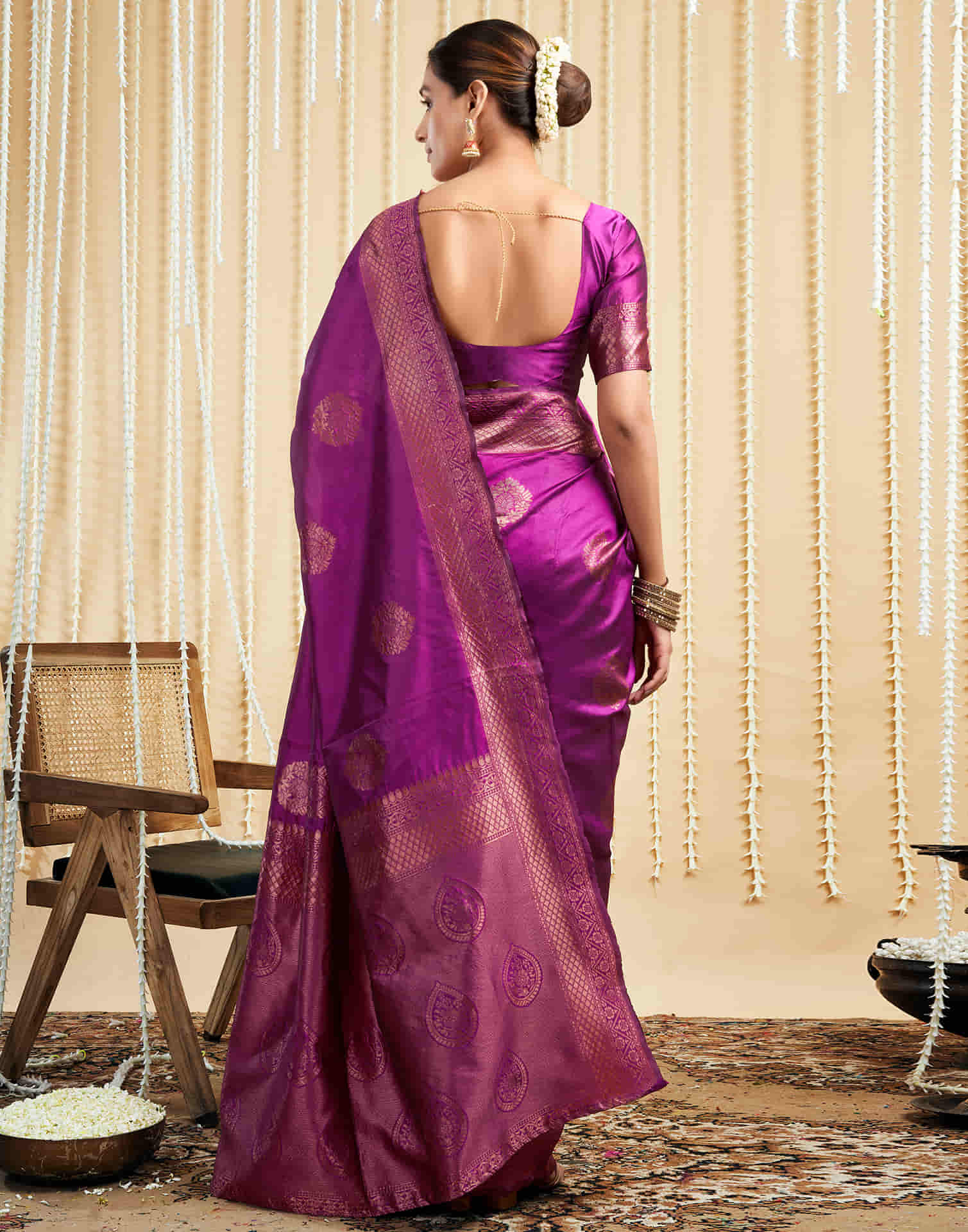 Magenta Silk Woven Banarasi Saree