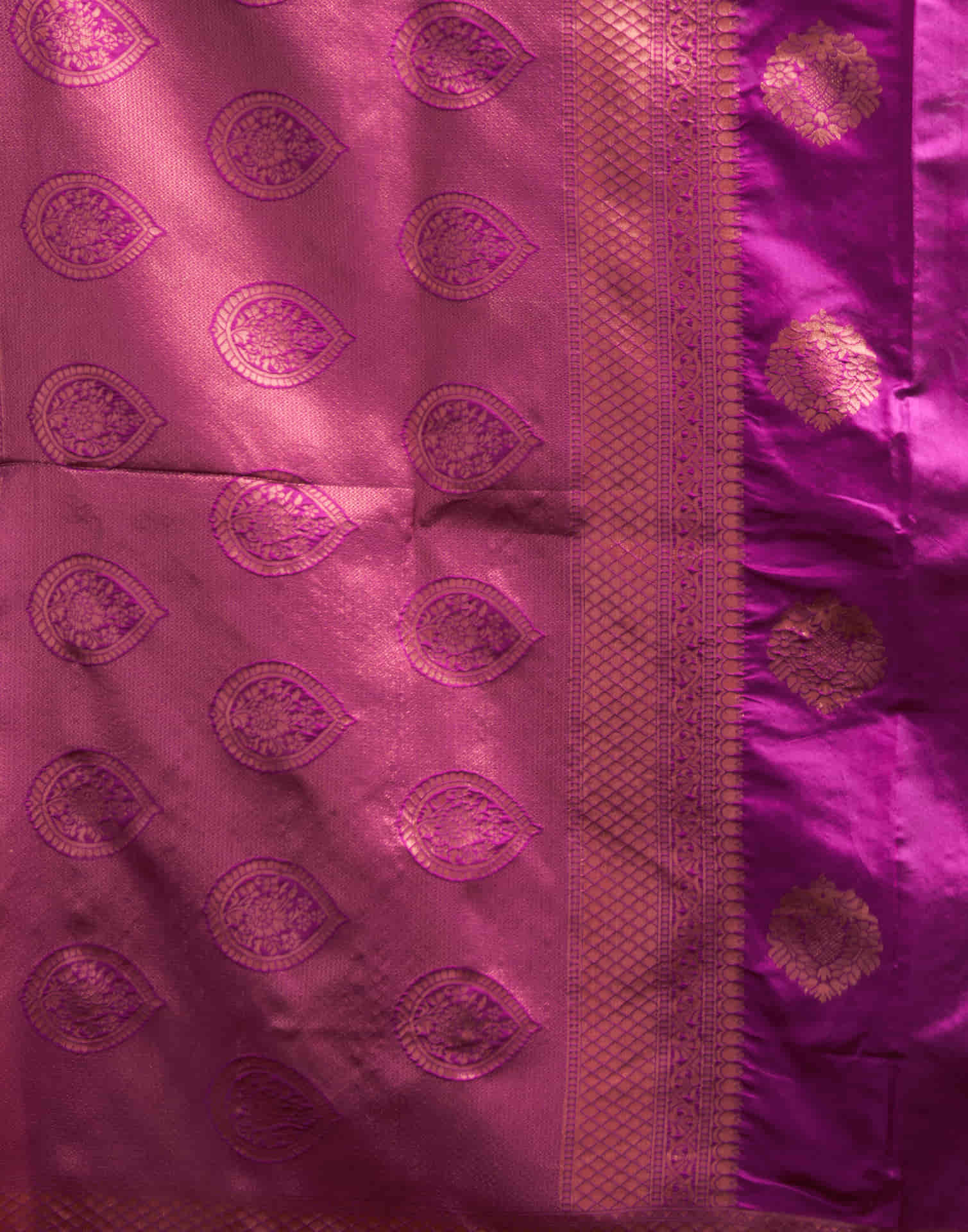 Magenta Silk Woven Banarasi Saree