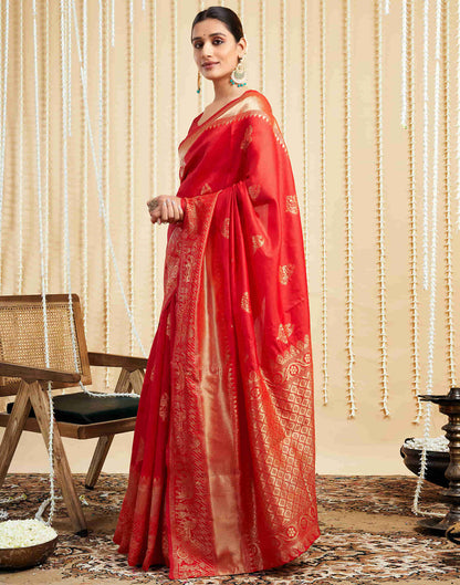 Red Silk Woven Banarasi Saree