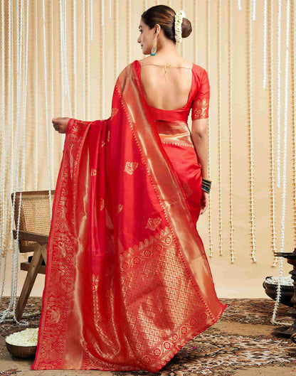 Red Silk Woven Banarasi Saree