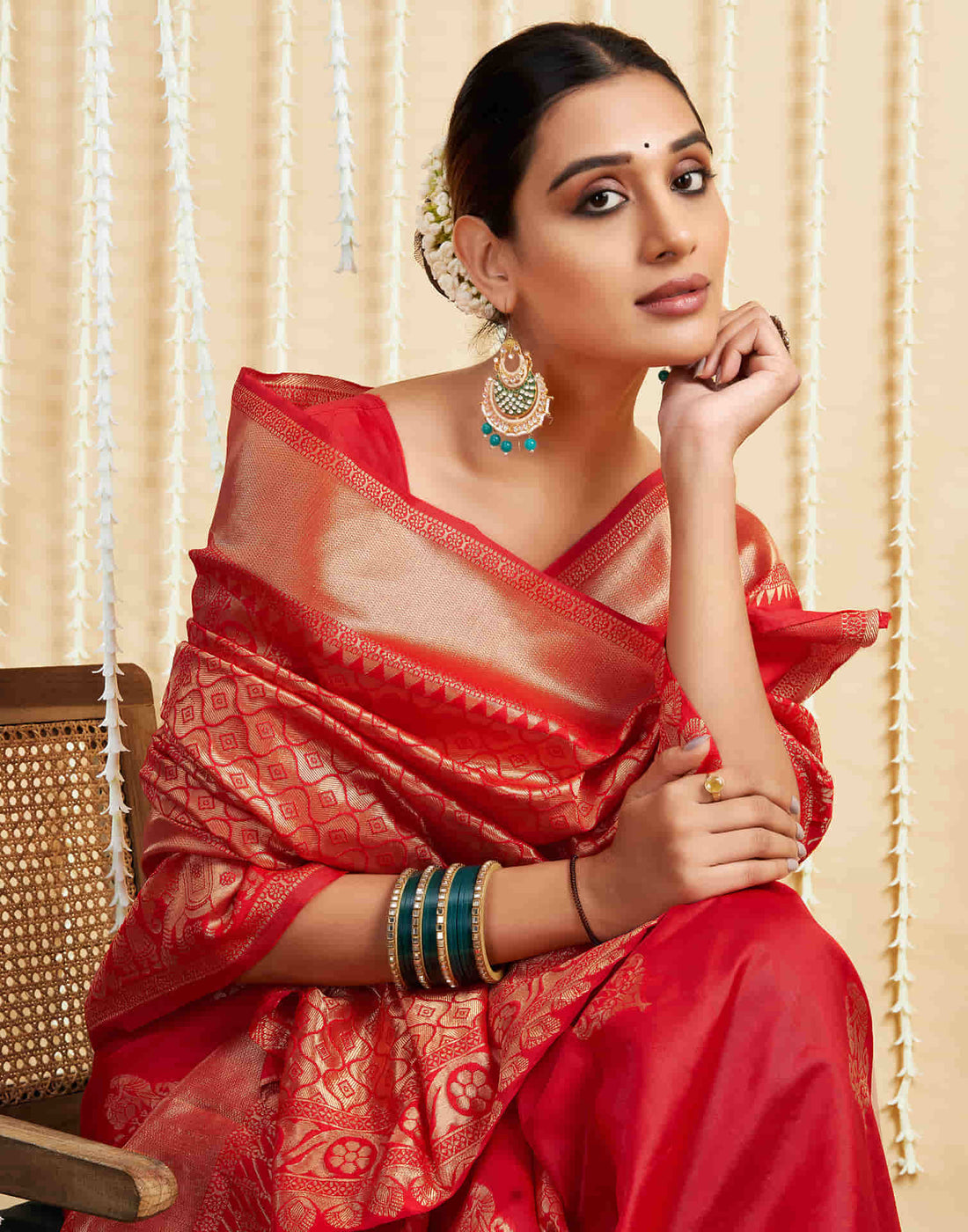 Red Silk Woven Banarasi Saree