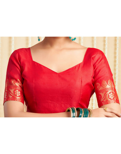 Red Silk Woven Banarasi Saree