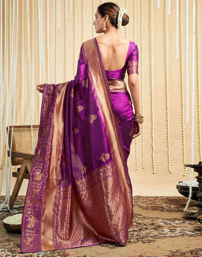 Magenta Silk Woven Kanjivaram Saree