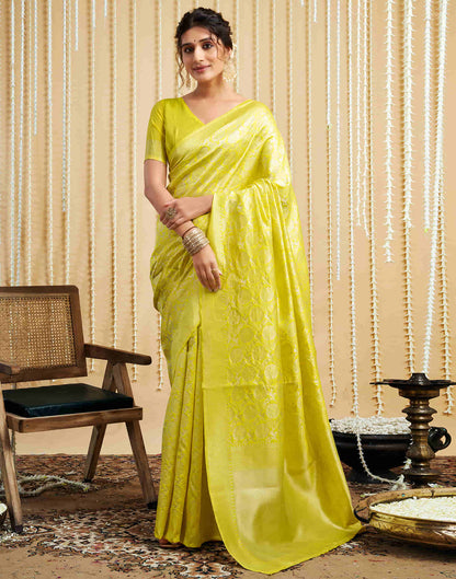 Yellow Silk Woven Banarasi Saree