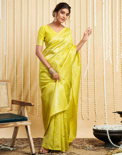 Yellow Silk Woven Banarasi Saree