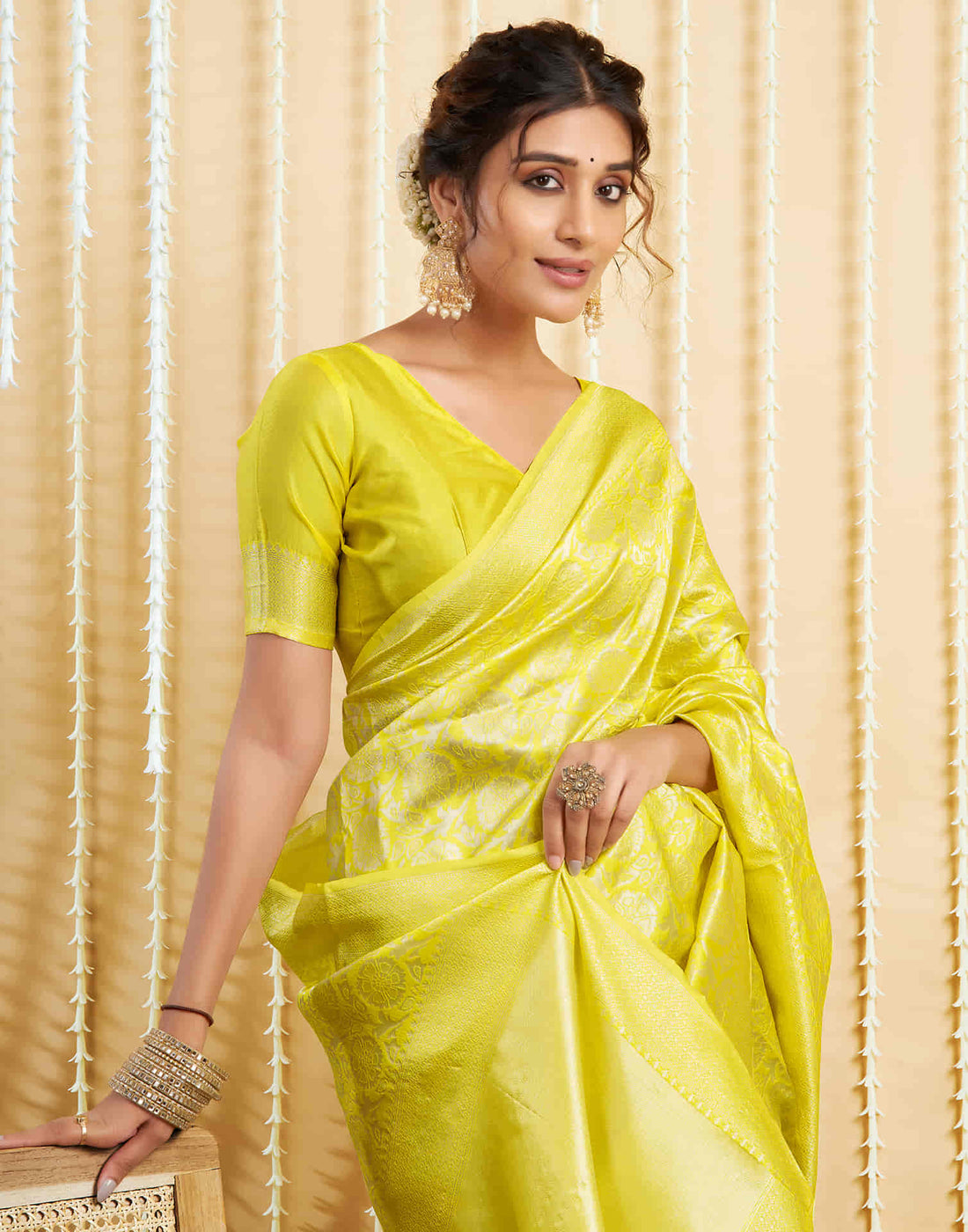 Yellow Silk Woven Banarasi Saree