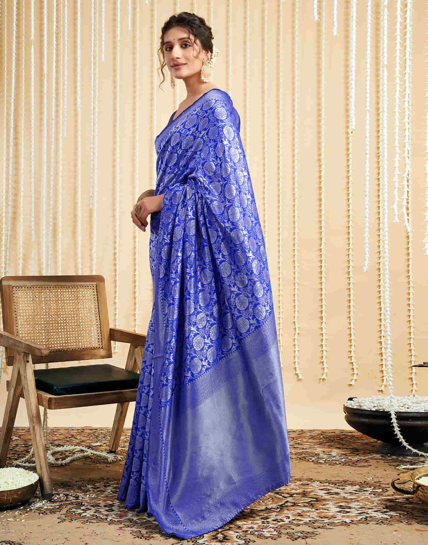 Blue Silk Woven Banarasi Saree