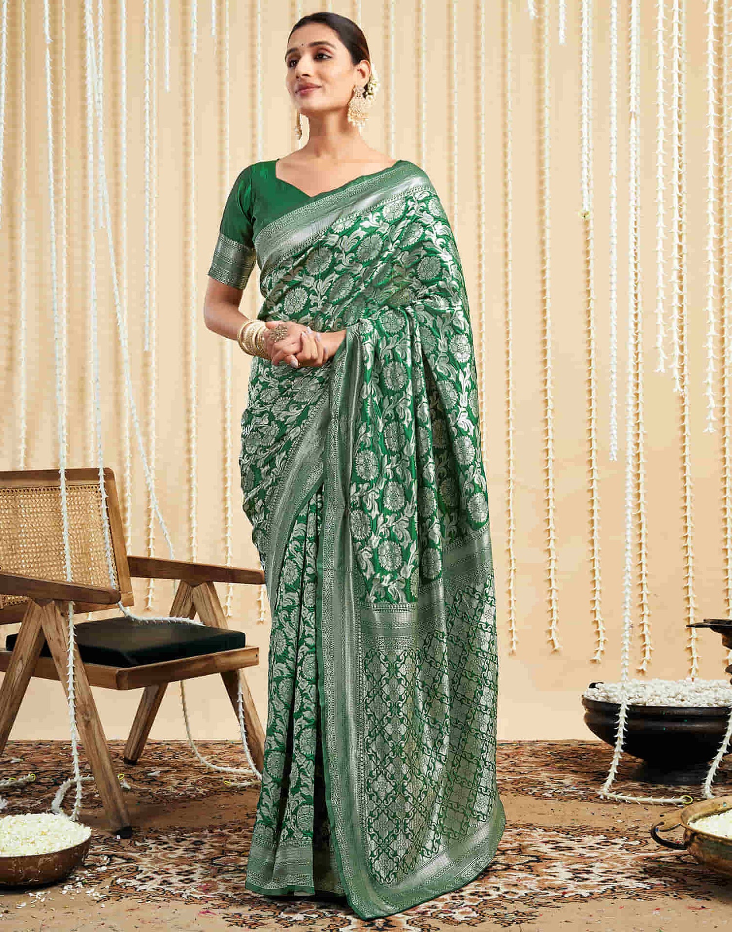 Green Silk Woven Banarasi Saree