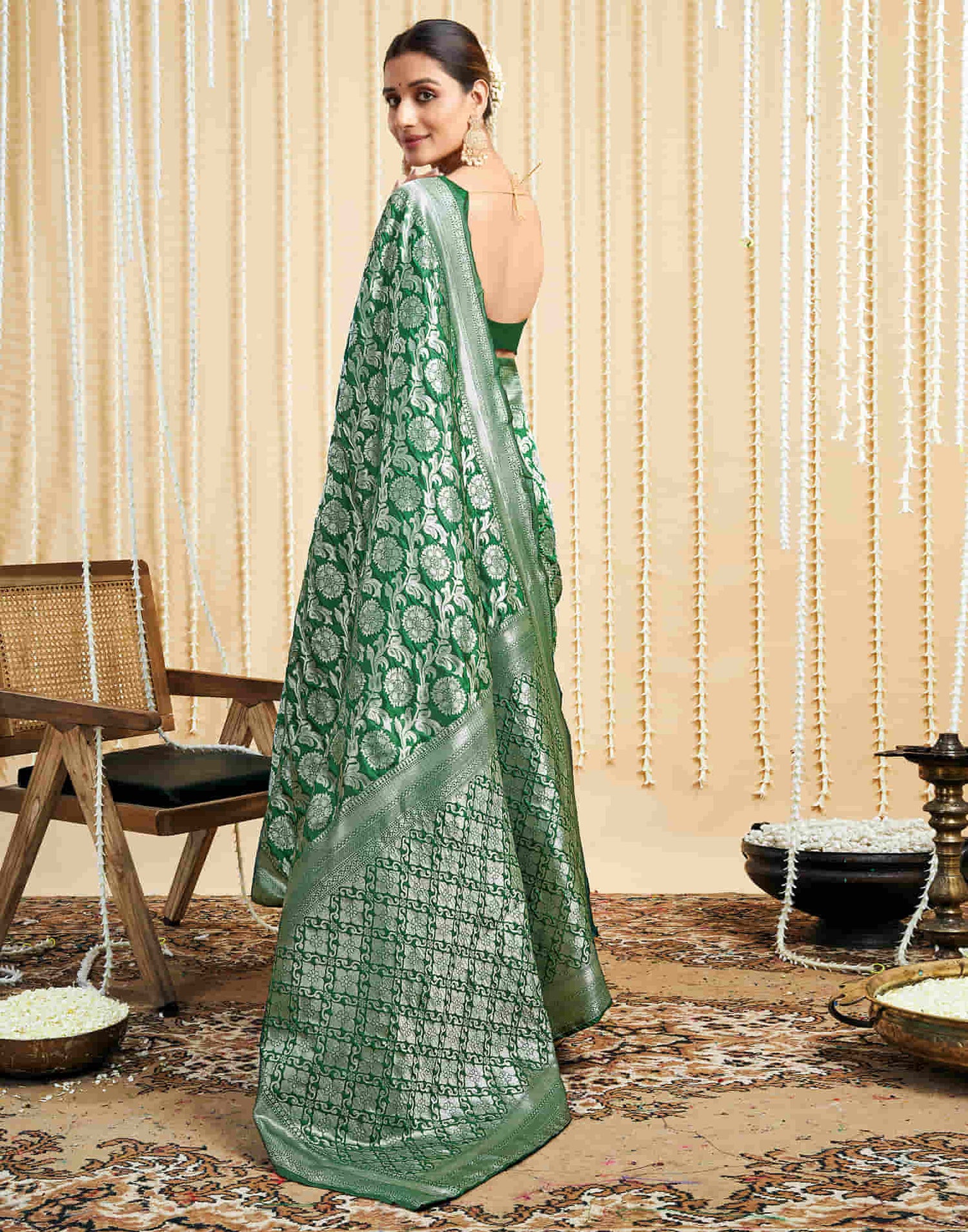 Green Silk Woven Banarasi Saree