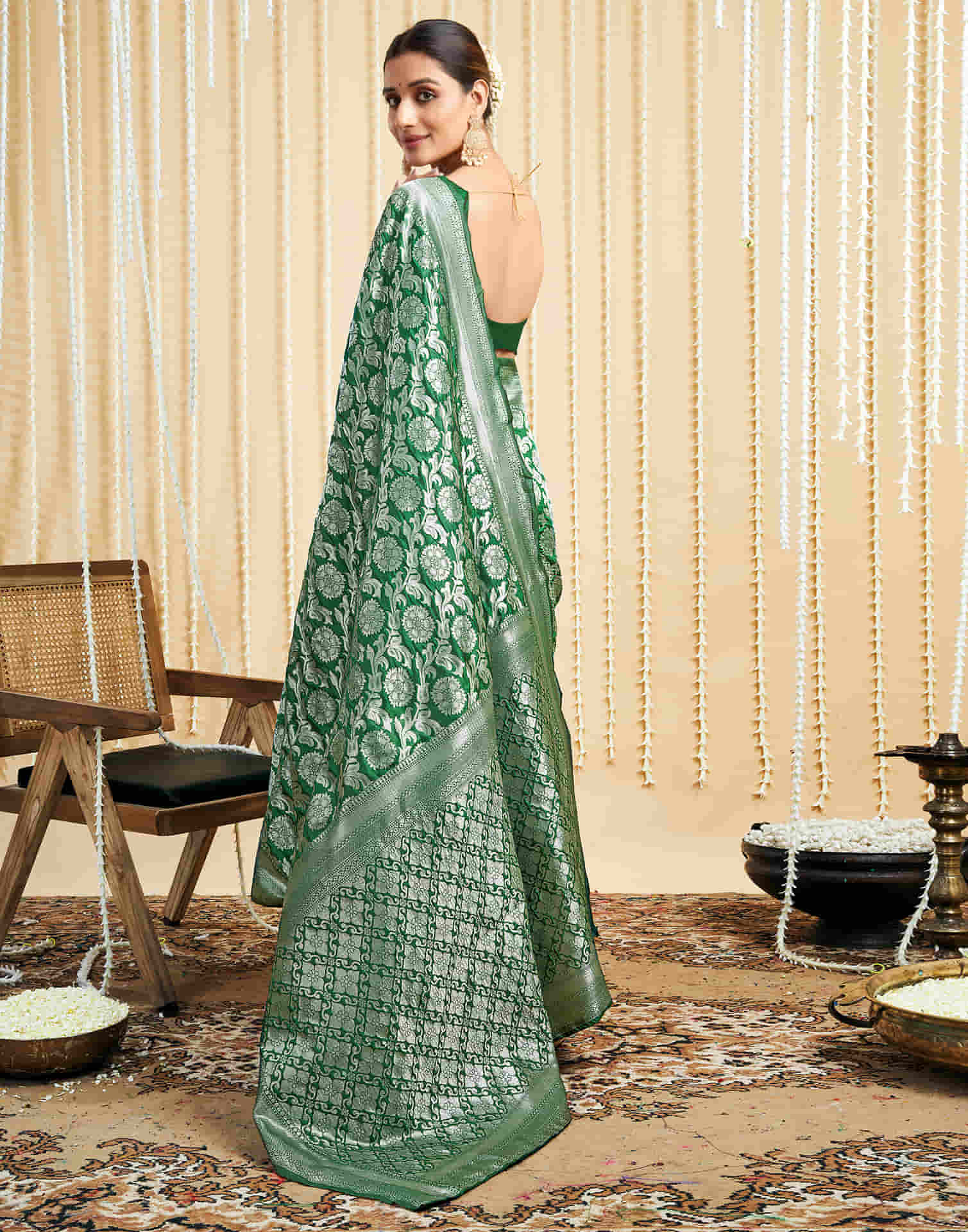 Green Silk Woven Banarasi Saree