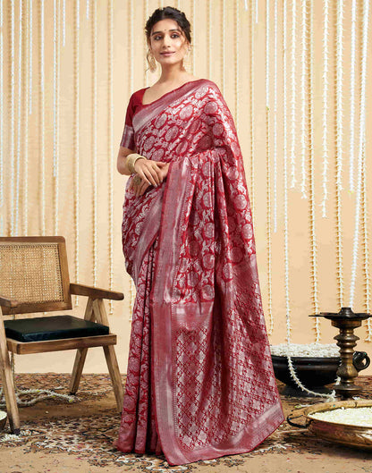 Red Silk Woven Banarasi Saree