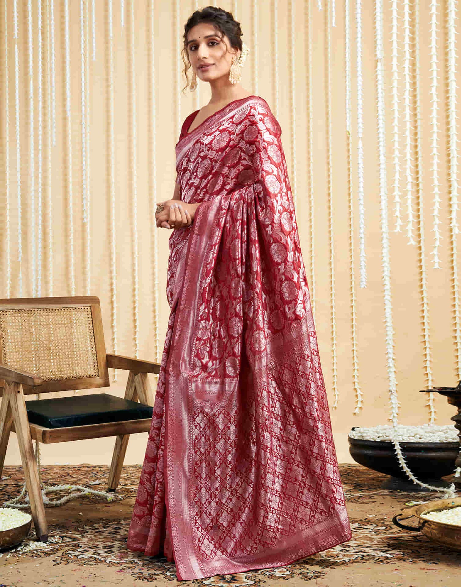 Red Silk Woven Banarasi Saree