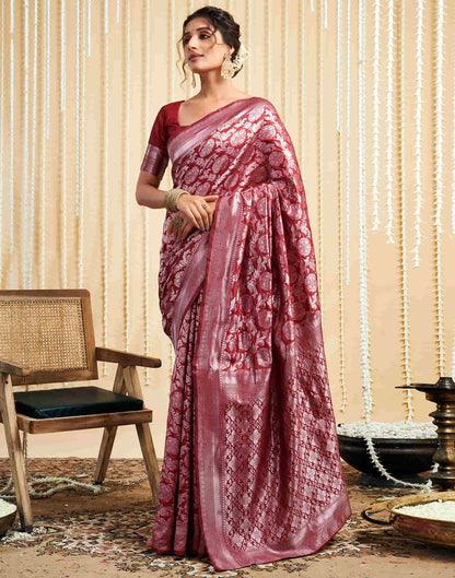 Red Silk Woven Banarasi Saree