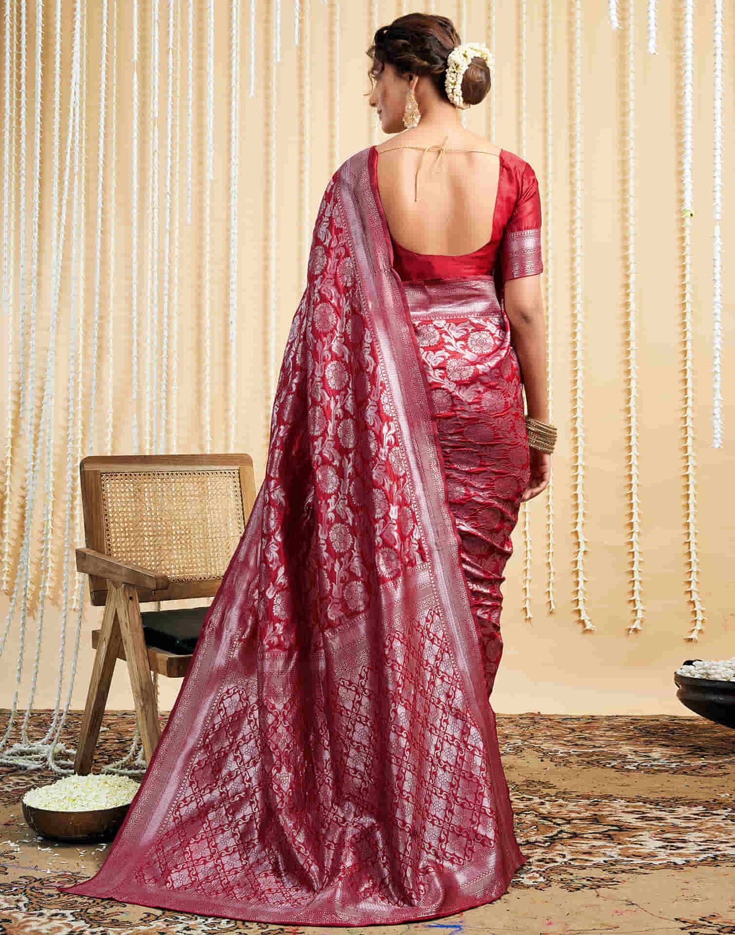 Red Silk Woven Banarasi Saree