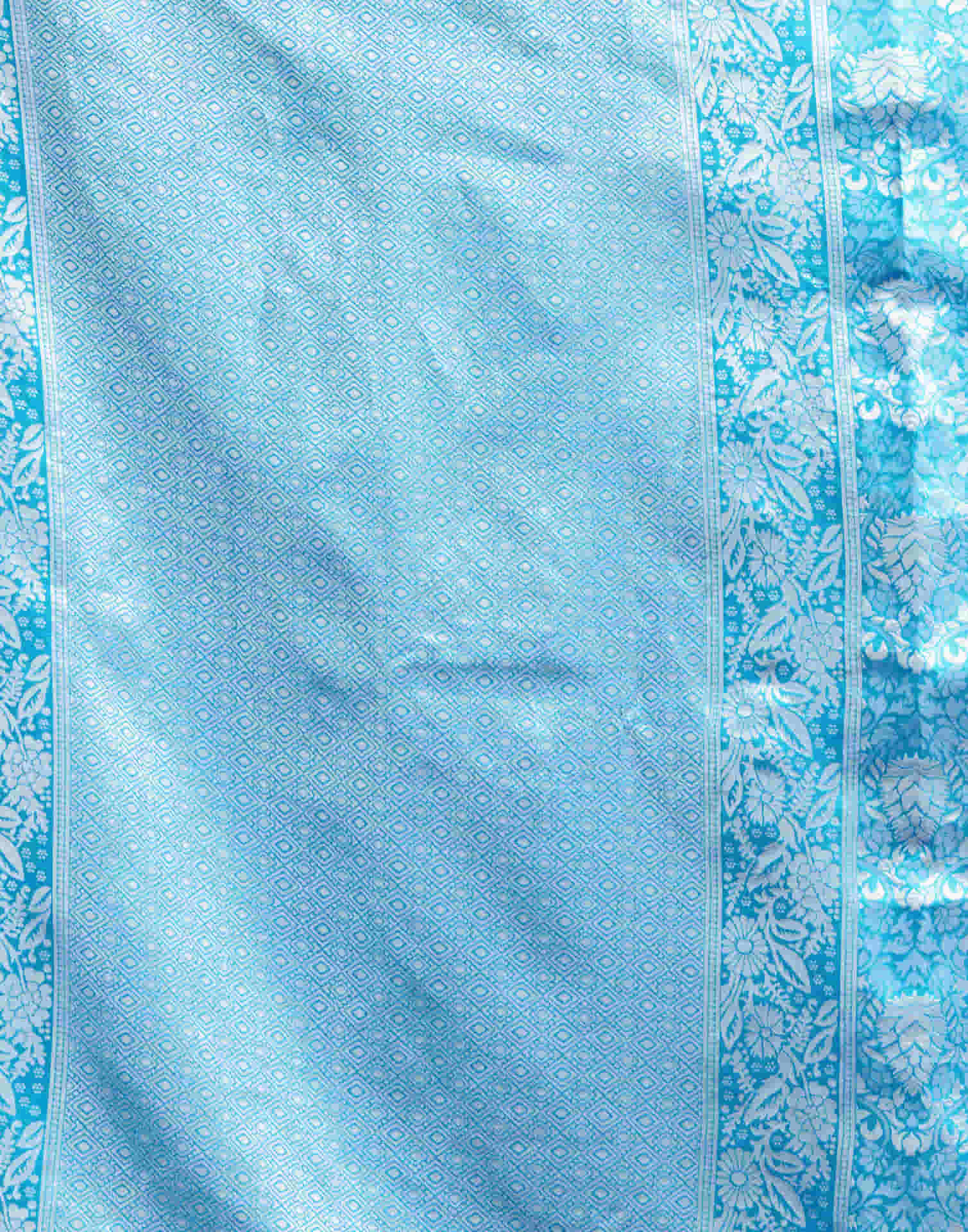 Sky Blue Silk Woven Banarasi Saree