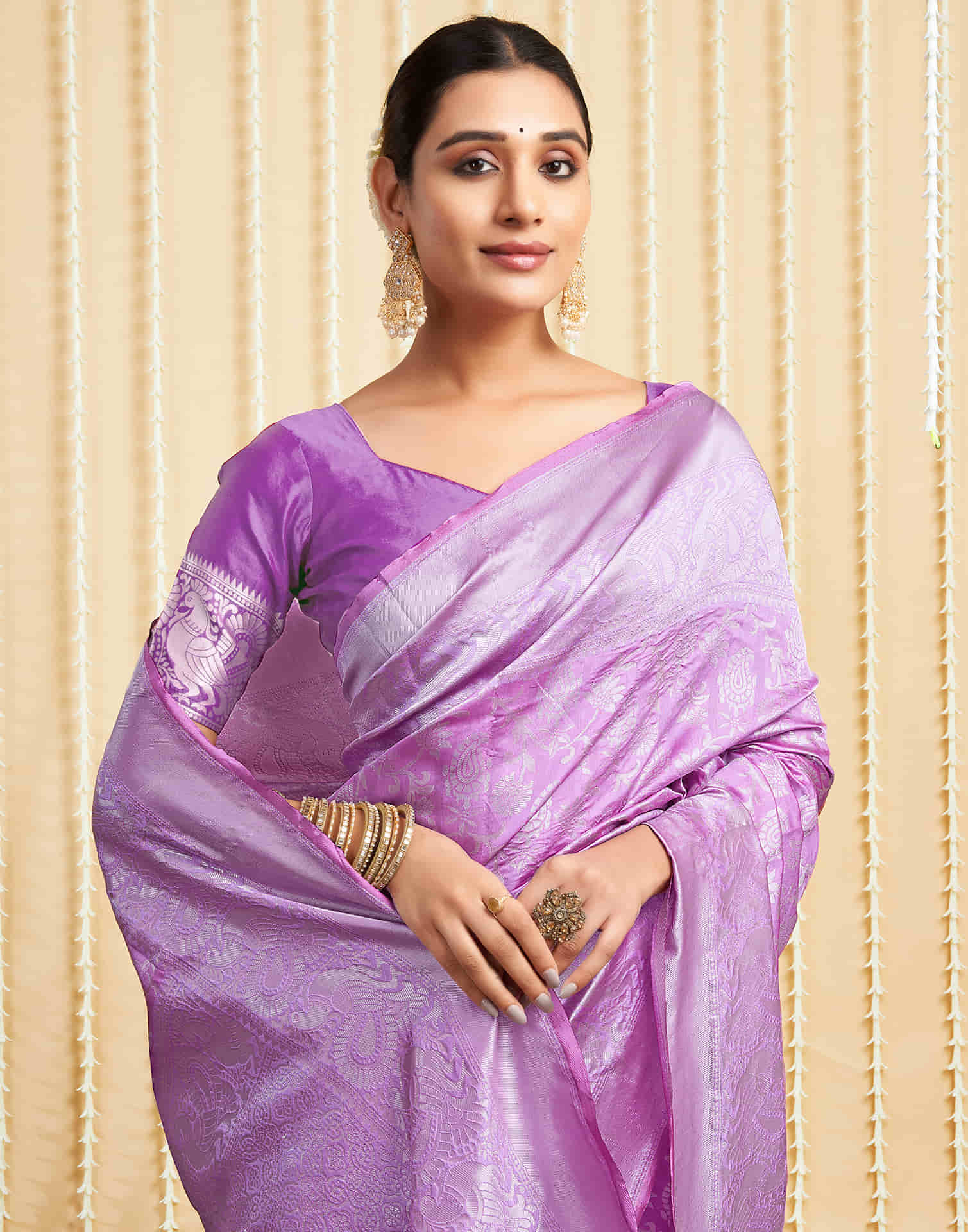 Light Purple Silk Woven Banarasi Saree