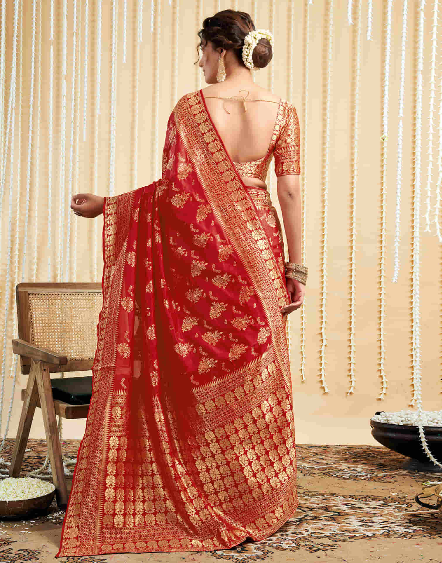 Red Silk Woven Banarasi Saree