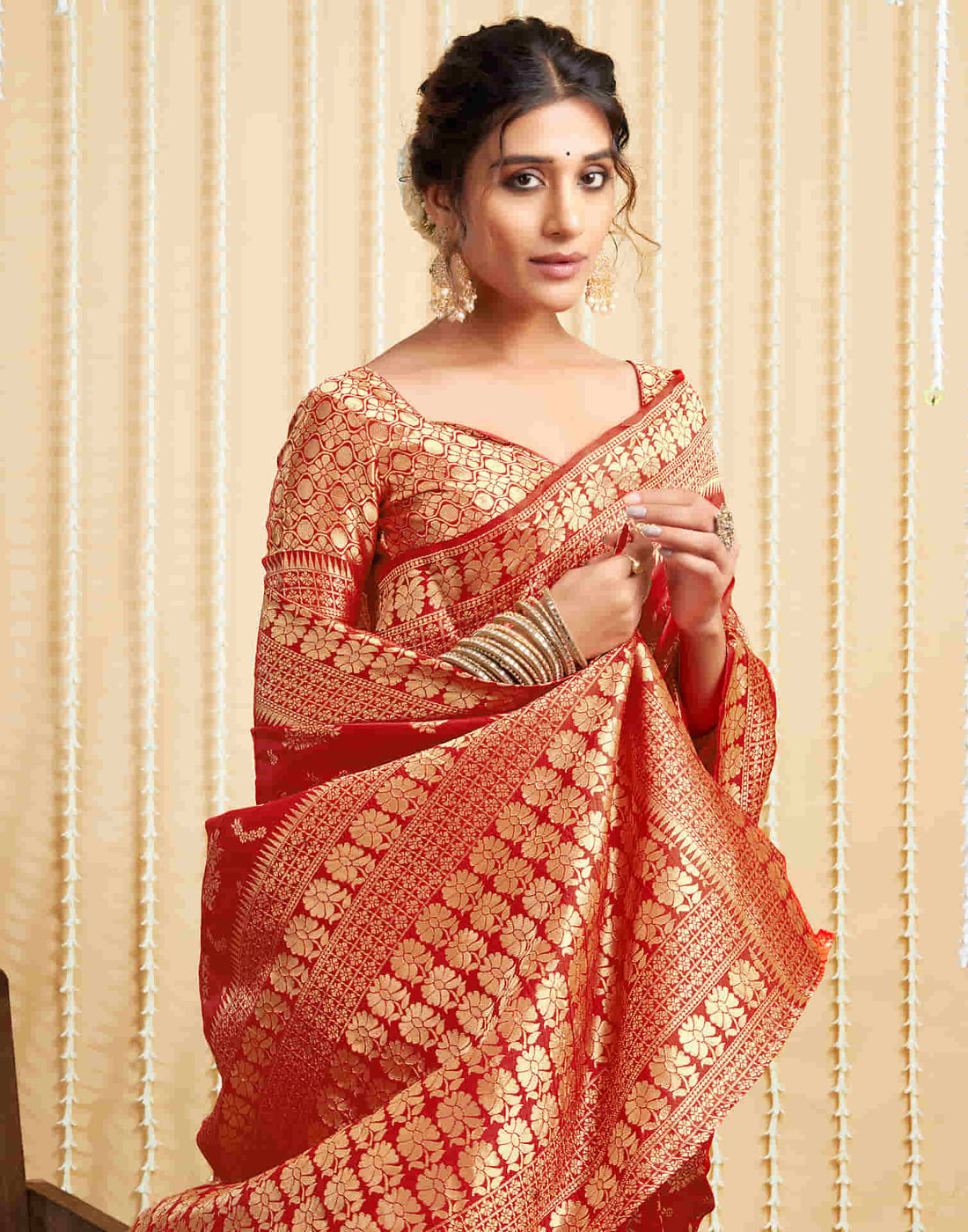 Red Silk Woven Banarasi Saree