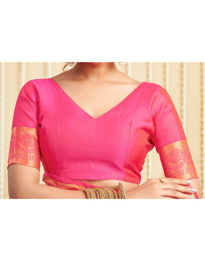 Pink Silk Woven Banarasi Saree