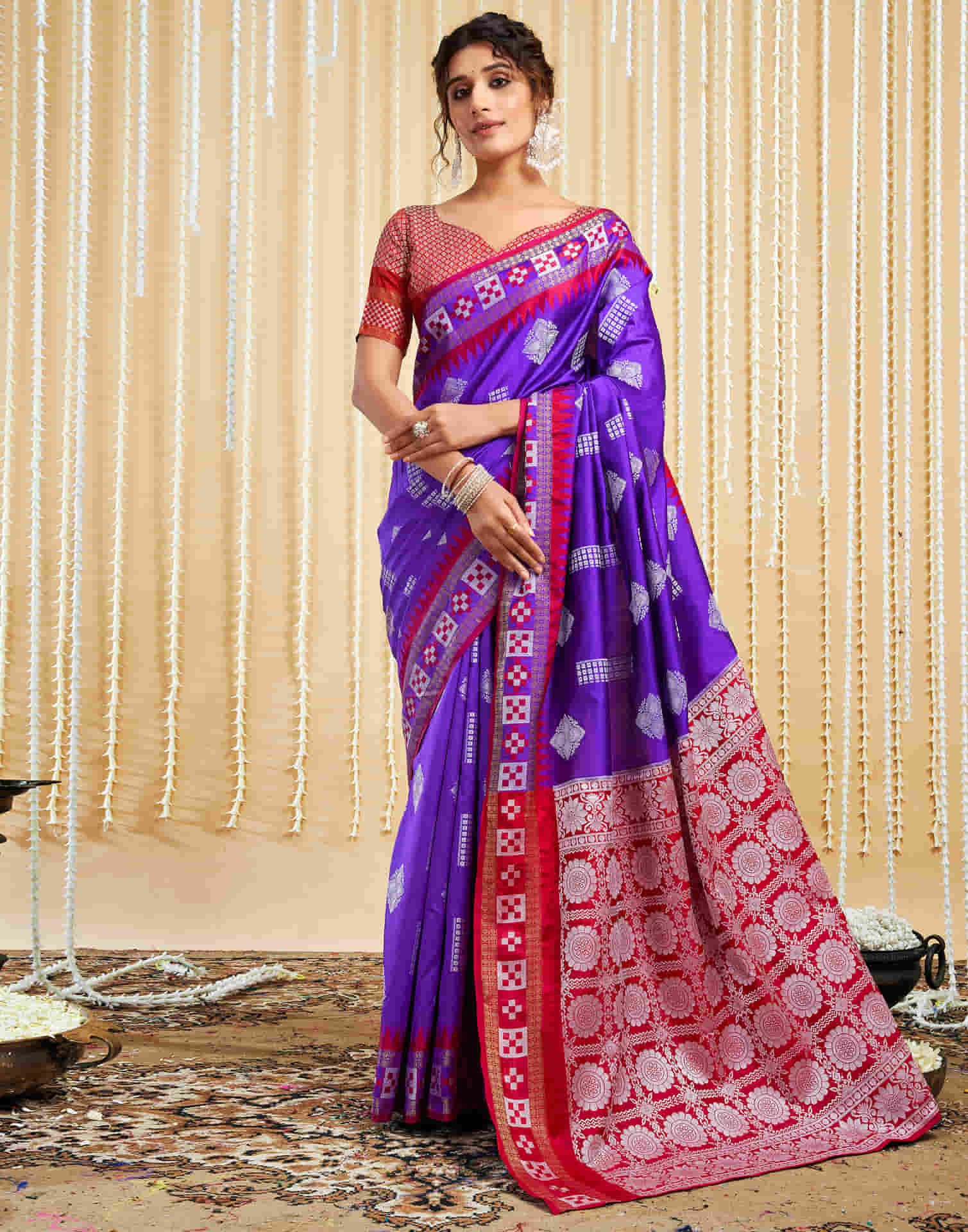 Purple Silk Woven Handloom Saree