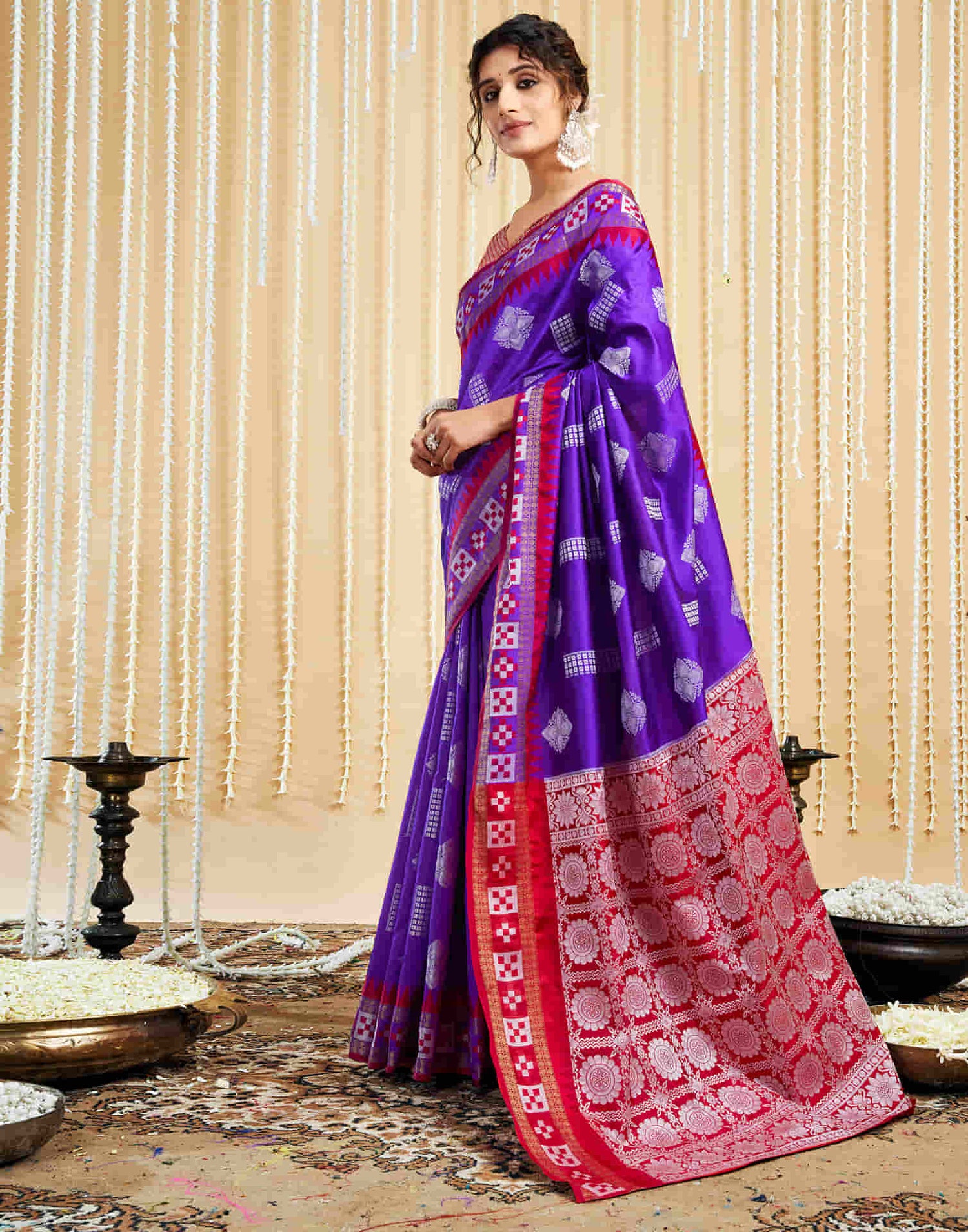 Purple Silk Woven Handloom Saree