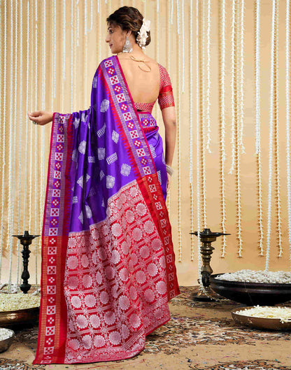 Purple Silk Woven Handloom Saree