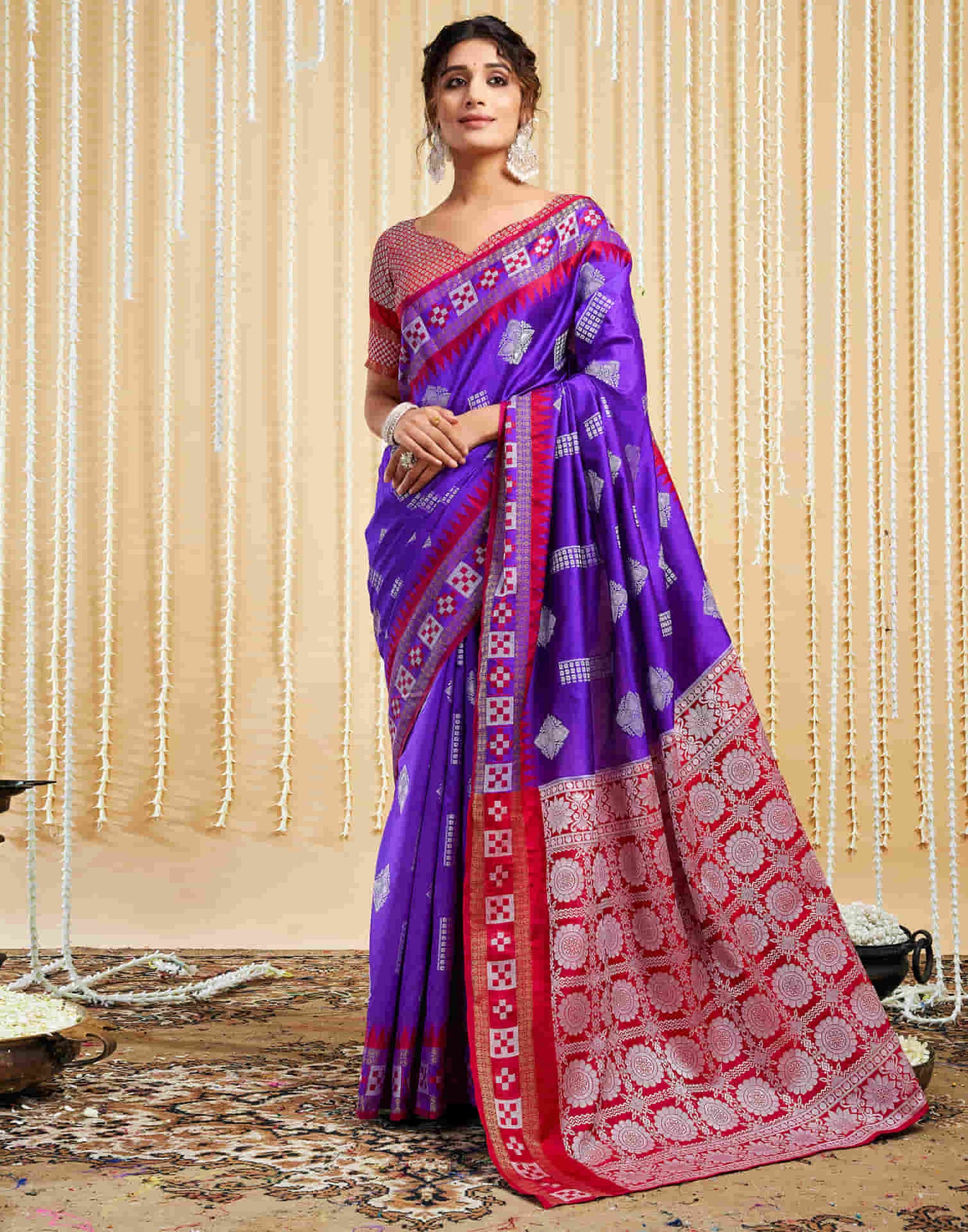 Purple Silk Woven Handloom Saree