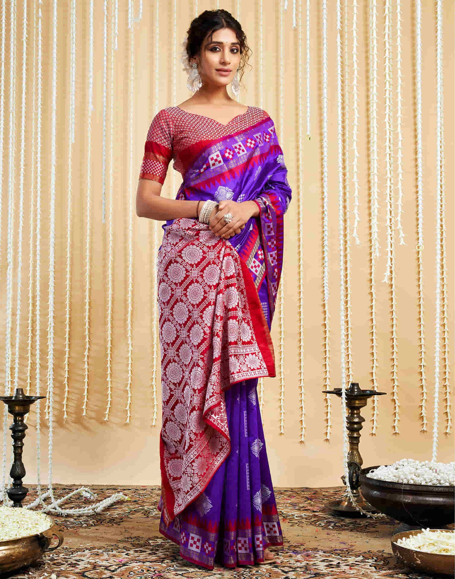 Purple Silk Woven Handloom Saree